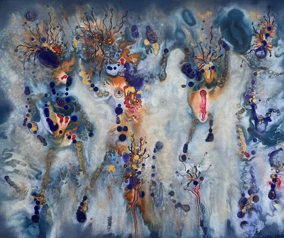 melabroohaha's tweet photo. My friend's painting of the Seven Sisters... https://t.co/dVFBmj65hQ