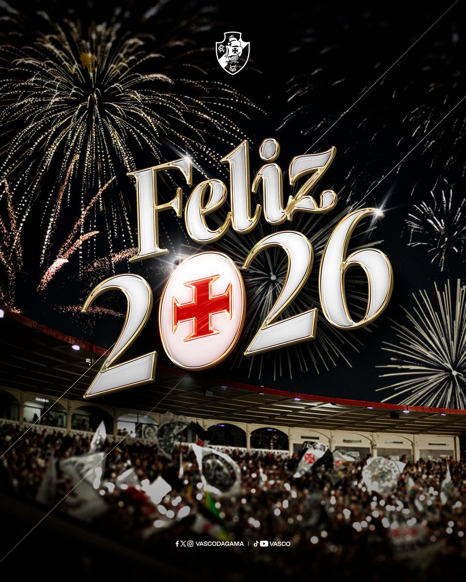 2️⃣0️⃣2️⃣6️⃣ 🥂🎇

Que seja um novo ano de paz, união e harmonia para a torcida vascaína. 

𝑺𝑬𝑮𝑼𝑰𝑹𝑬𝑴𝑶𝑺 𝑱𝑼𝑵𝑻𝑶𝑺 💢🤍

#VascoDaGama