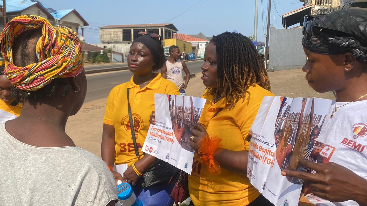 Beckma Empowerment Initiative -Bemi  choose to end the year, with a community sensitization on the message "Accelerating Progress Towards the Elimination of Female Genital Mutilation (FGM) in Sierra Leone, wherein our targeted communities were Adonkai, Angola, Ogoo Farm‼️