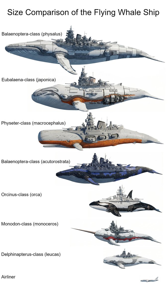 opabiniadrill's tweet photo. Size Comparison of Flying Whale Ship https://t.co/Epwe93tSws