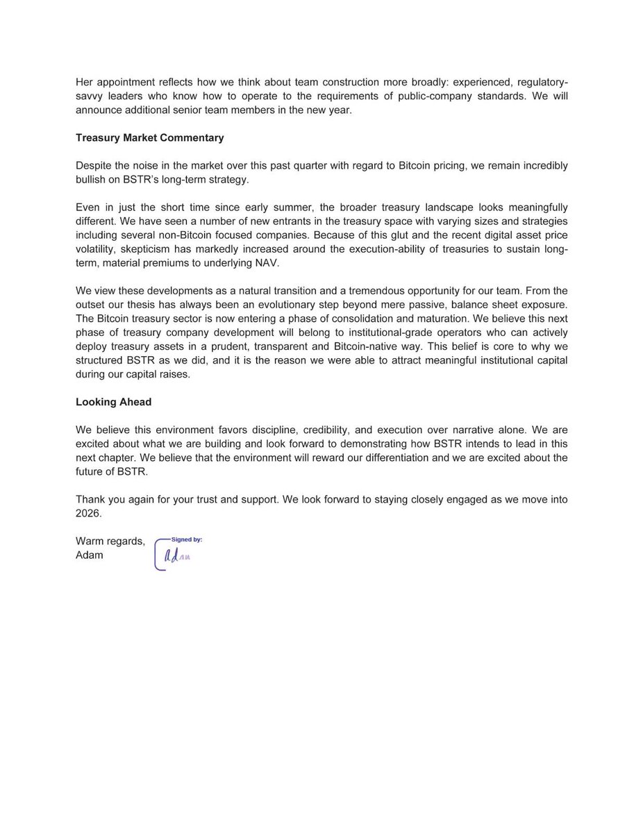The Bitcoin Standard Treasury Company (@bstrco) / Posts / X