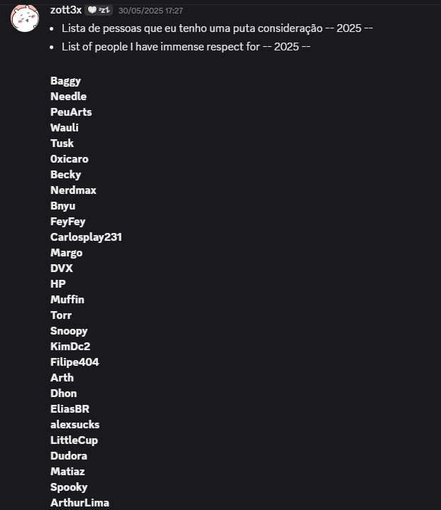 kzuupy's tweet photo. I don't like making these kinds of lists because I already know someone will be missing, but anyway, I just wanted to thank everyone for all the people I met this year. Thank you for everything. https://t.co/PNC6nGaetb
