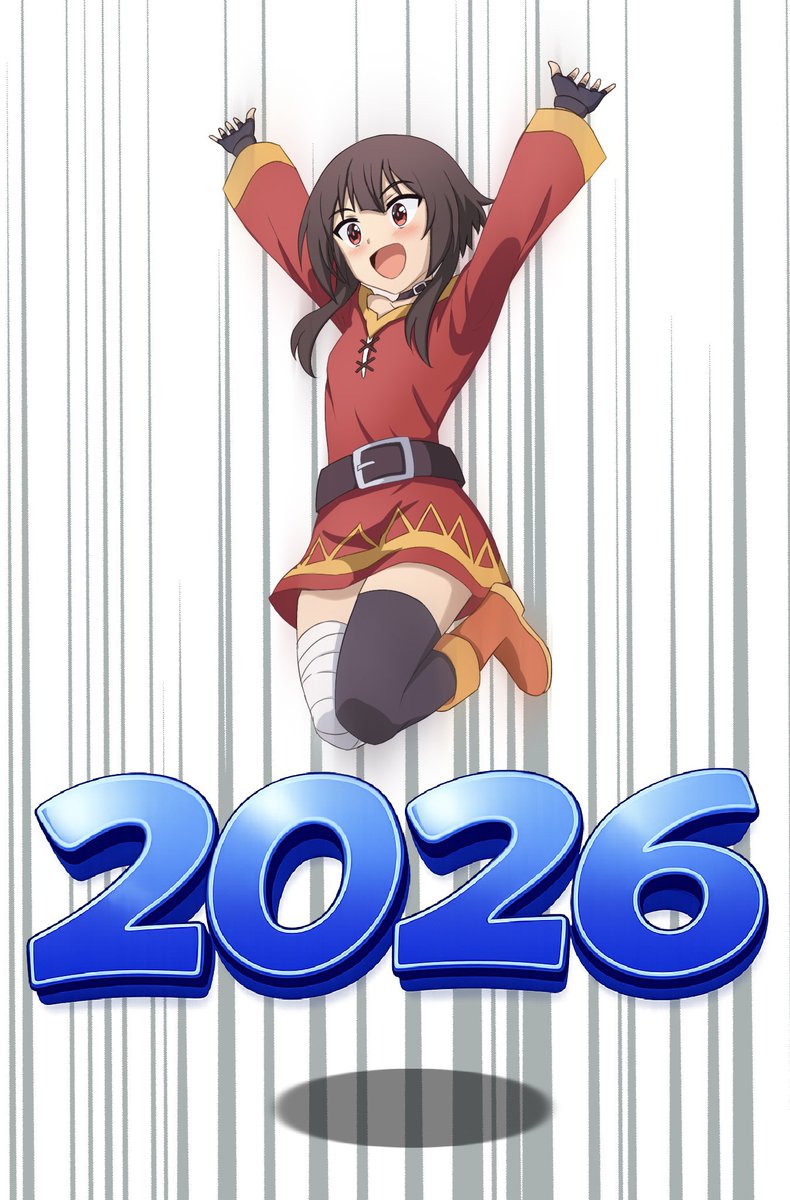 harehareota's tweet image. 年越しの瞬間、宙にいためぐみん描いた

てことであけおめ！　
2026もよろしくお願いします！

#このすば