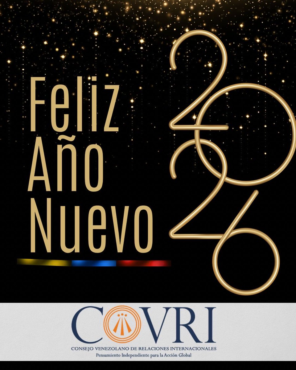Desde el COVRI les deseamos un ¡Feliz Año Nuevo! 

Que el 2026 traiga paz y prosperidad, nuevas ideas y oportunidades 🎉

Esperamos que el próximo año sigamos observando juntos cómo cambia el Mundo! 

#FelizAñoNuevo #Venezuela