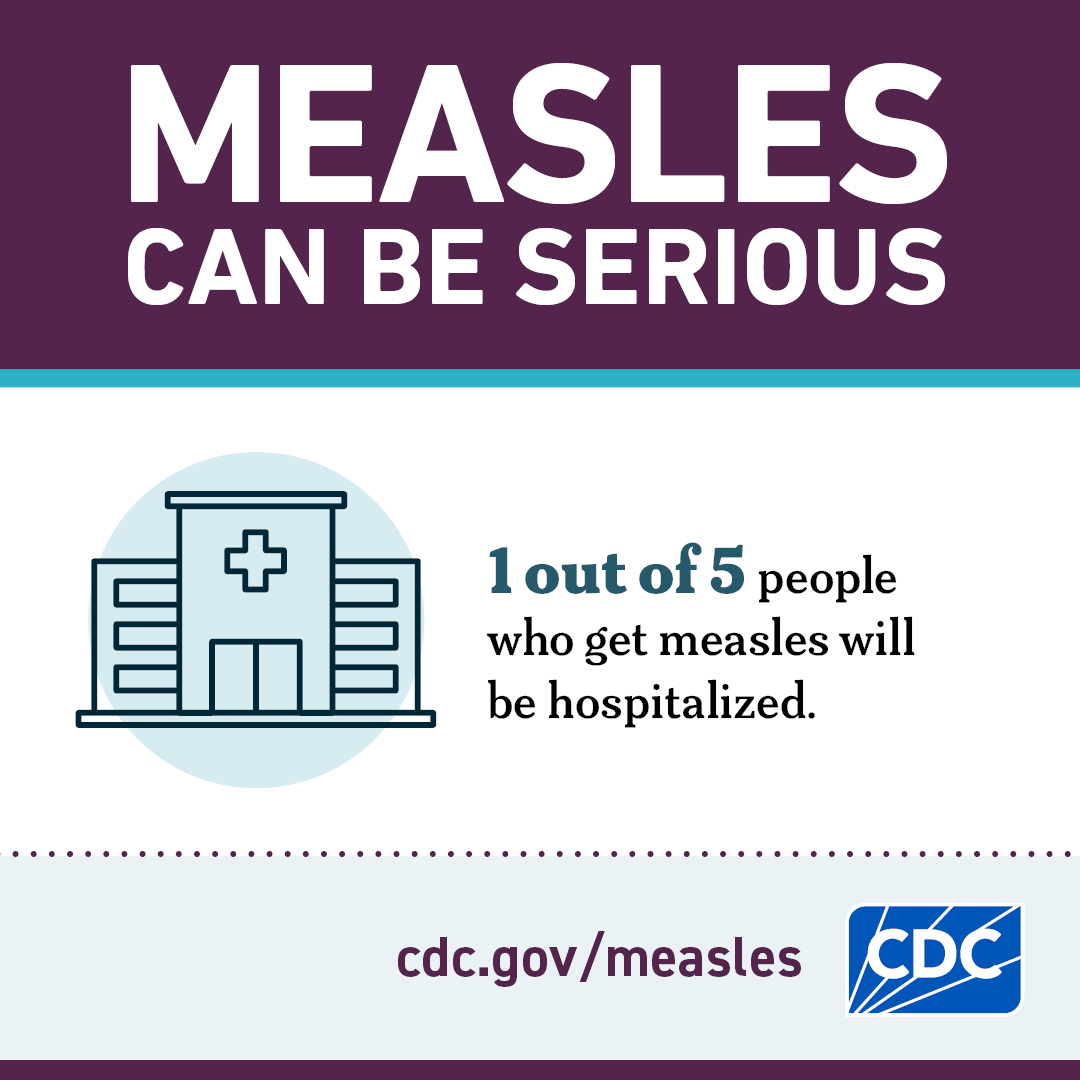 MassDPH's tweet photo. About 1 out of 5 people who get measles will be hospitalized. It can be dangerous, especially for babies and young children. Protect your family with the MMR vaccine. Learn more: https://t.co/zbqbY2XeyZ https://t.co/fSMnORvA82