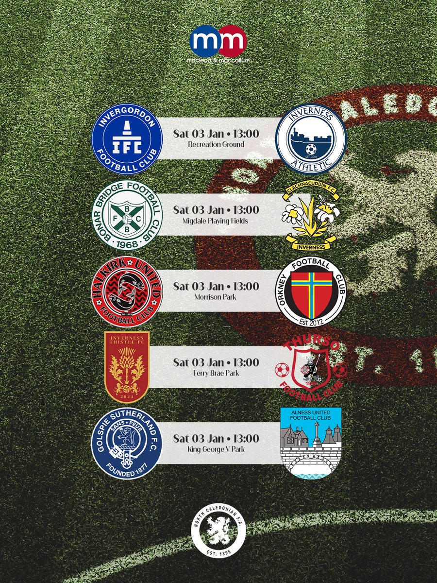 NorthCaleyFA's tweet photo. Your North Caley upcoming fixtures for the first weekend of the new year, all weather dependent.
#northcaley #ncfa #macandmac https://t.co/fu4v0XuZW2