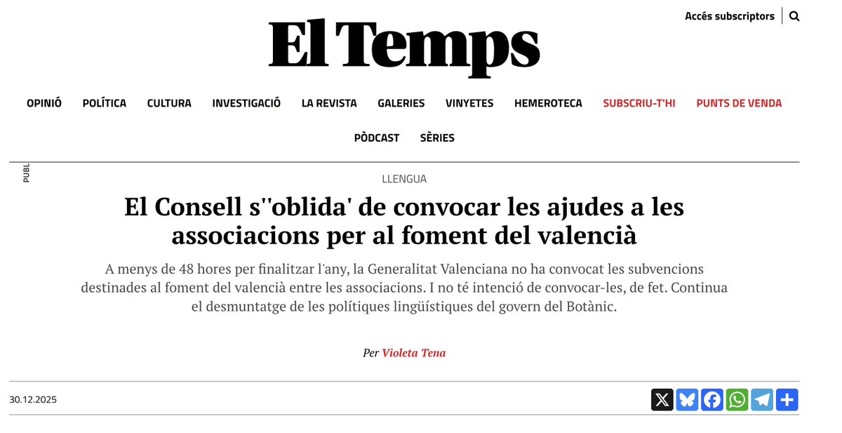 Molt de postureig entre prestatgeries, però la realitat és que el seu Consell ha deixat a zero les ajudes per al foment del valencià.

De què serveix demanar llibres als Reixos si després asfixieu econòmicament les associacions que promouen la nostra cultura? Menys fum i + faena!