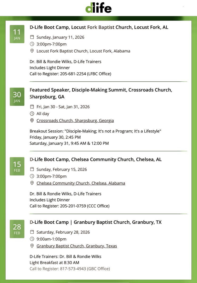 Nothing is more important than equipping believers for a genuine lifestyle of disciple-making. As we begin 2026, Rondie &amp; I are committed to seeing the disciple-making movement continue to grow around the world. In the New Year, we look forward to D-Life training in Alabama,