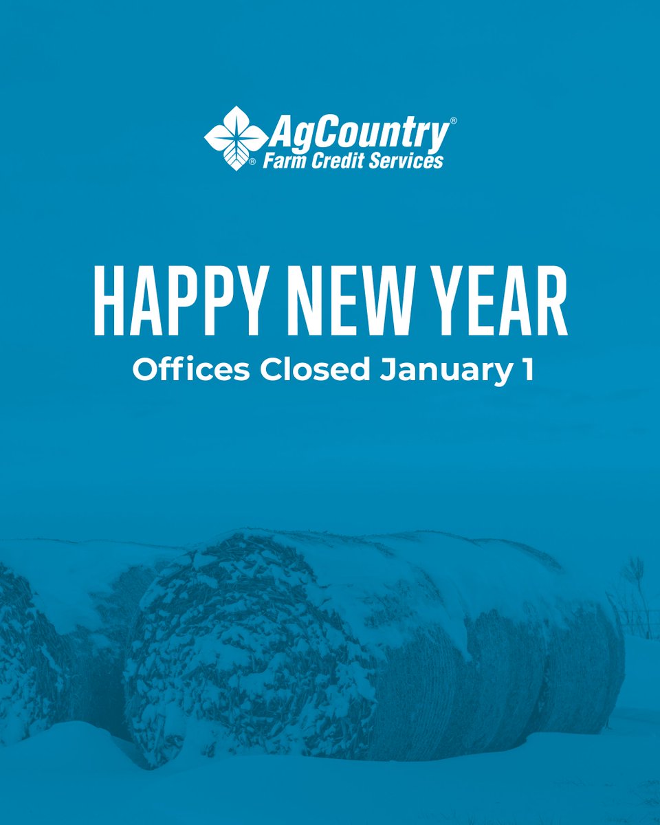 AgCountry's tweet image. Happy New Year. 🎉 Our offices will be closed January 1.