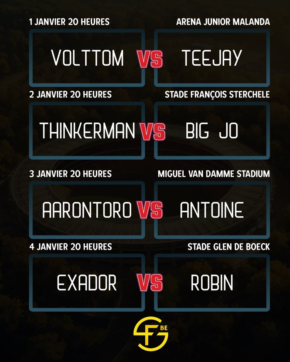 SignalFootBE's tweet image. Voici les quarts de finale de la Signal Foot BE Cup:

Bonne chance à tous. 🔥