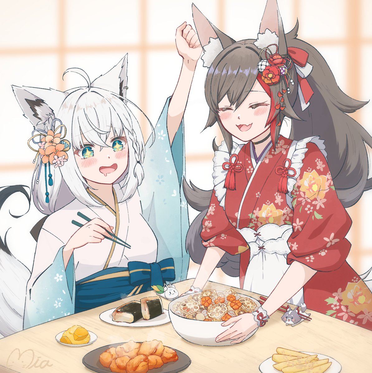 960mia's tweet image. メインディッシュは筑前煮！
#絵フブキ #みおーん絵