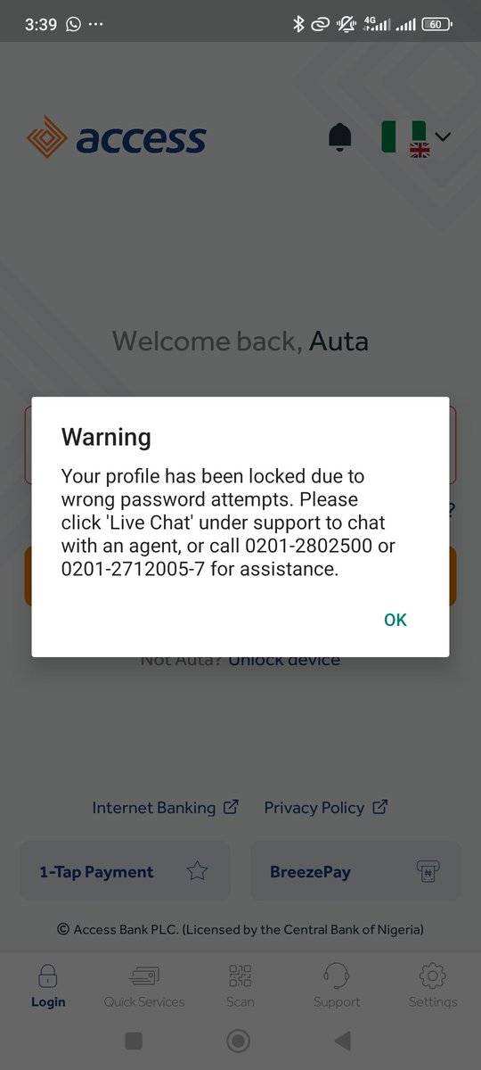 PUgulu's tweet photo. @accessbank_help 

My account number is: 0014960405
Below is the message is get. https://t.co/RFYSkv3afs