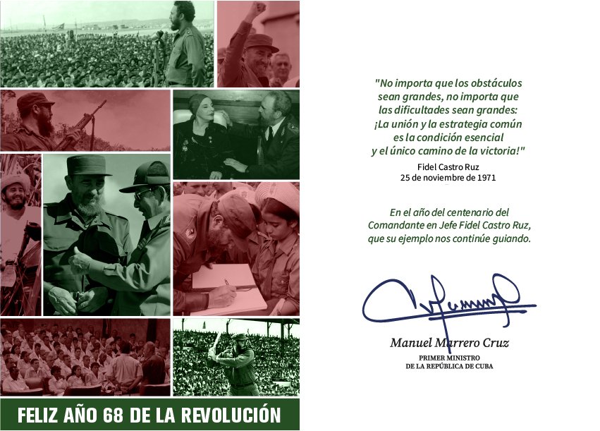 ¡Feliz 2026 al heroico pueblo de #Cuba!

En el año del centenario de #Fidel, ratificamos que siempre defenderemos la obra de la Revolución. En la unidad está la fuerza y juntos saldremos adelante.

Ante los desafíos, crece nuestra seguridad en la victoria.

#UnPuebloEnRevolución
