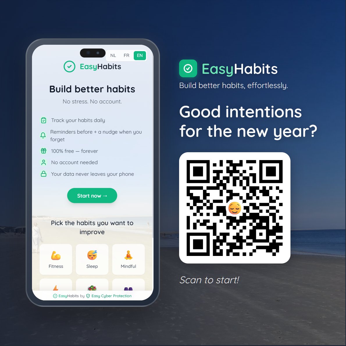 Good intentions for the new year?
A free little new year's present that helps you to keep track of all your new habits: habits.easycyberprotection.com