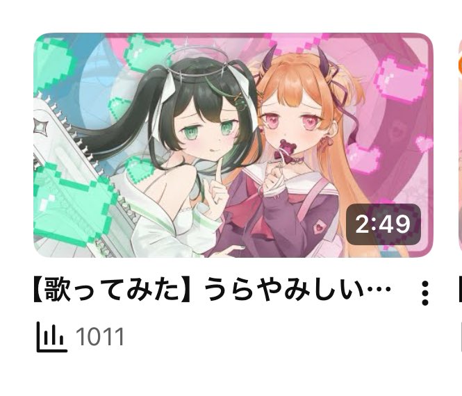うらやみしいが1000回再生超えました！！！

まだここでしか確認出来ないから、見辛くてすみません><
皆様ありがとうございます😭
