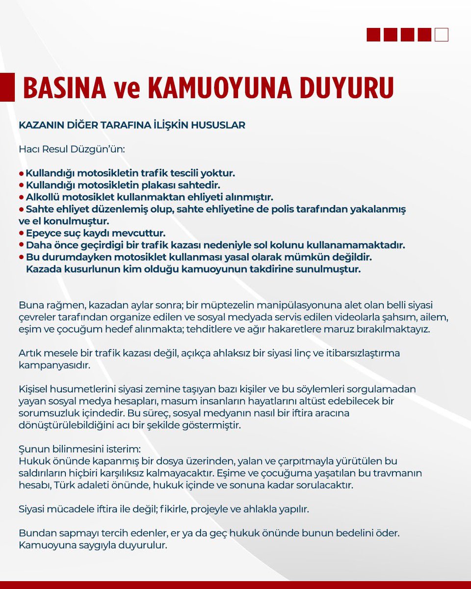 Basına ve kamuoyuna,
