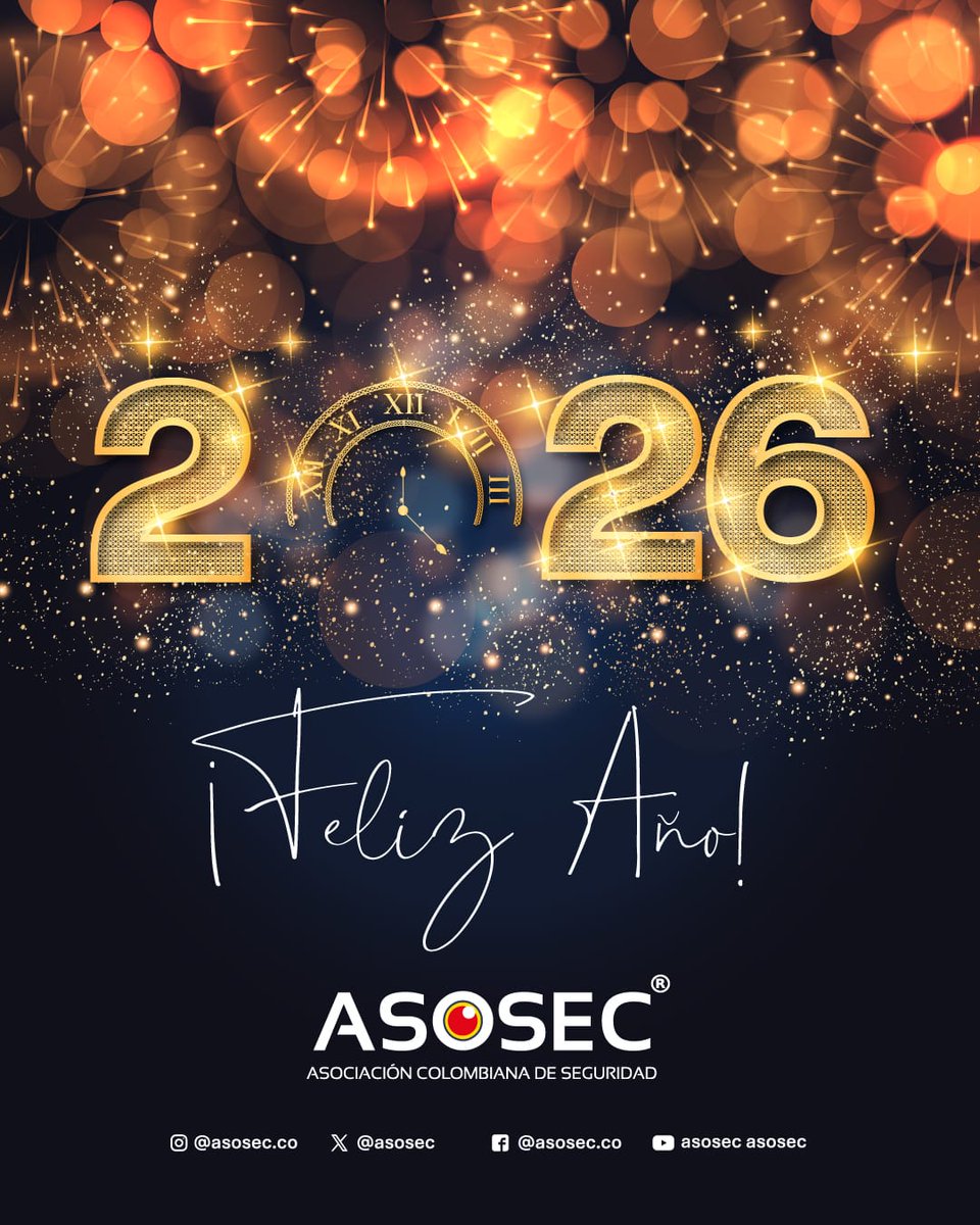 🎇 Gracias, 2025. Bienvenido, 2026. 🎇
Desde ASOSEC les deseamos un nuevo año lleno de esperanza, bienestar y seguridad.
💙 Feliz Año Nuevo 💙