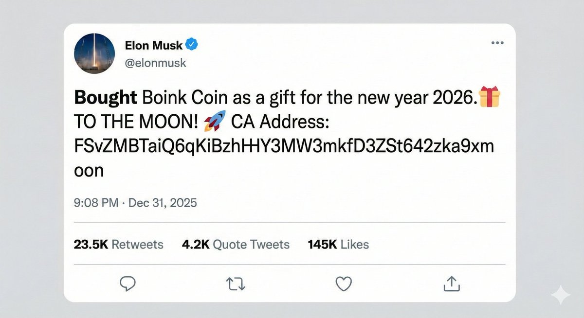 Boinkcryptocoin's tweet photo. CA: 

FSvZMBTaiQ6qKiBzhHHY3MW3mkfD3ZSt642zka9xmoon https://t.co/9lhCAyaD0k