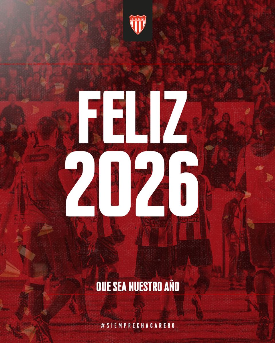 🎆 ¡𝐅𝐞𝐥𝐢𝐳 𝐀𝐧̃𝐨 𝐍𝐮𝐞𝐯𝐨, 𝐟𝐚𝐦𝐢𝐥𝐢𝐚 𝐂𝐡𝐚𝐜𝐚𝐫𝐞𝐫𝐚!
Arrancamos un nuevo año con el deseo de encontrarnos unidos, empujando todos en la misma dirección.

💪 Por San Martín, por su gente y por todo lo que nos identifica.
Que sea nuestro año.

#SiempreChacarero 🇦🇹
