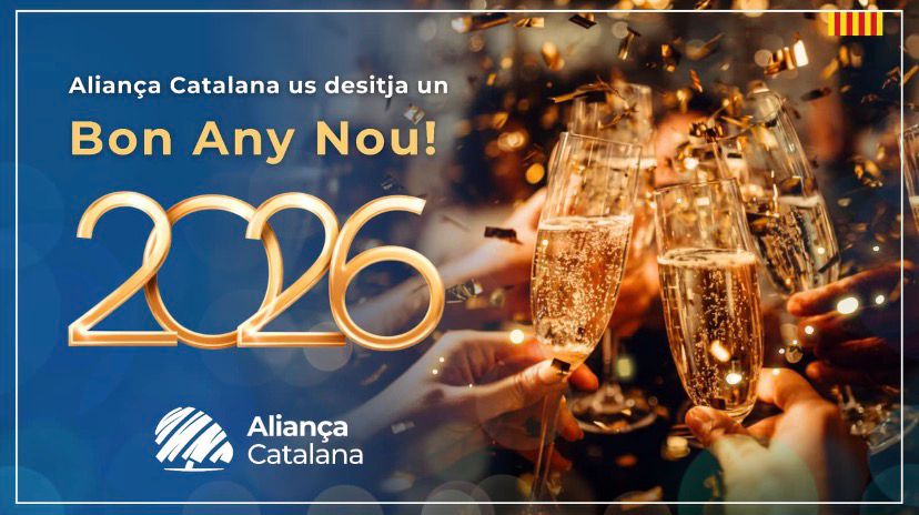 GironesAC's tweet image. 💙Bon Any Nou 2026!
Des d’Aliança Catalana Gironès us desitgem un any nou ple de salut, força i futur per a la nostra terra.
Continuem treballant, plegats, per Catalunya. 

#BonAnyNou #AliançaCatalana  #SalvemElGironès