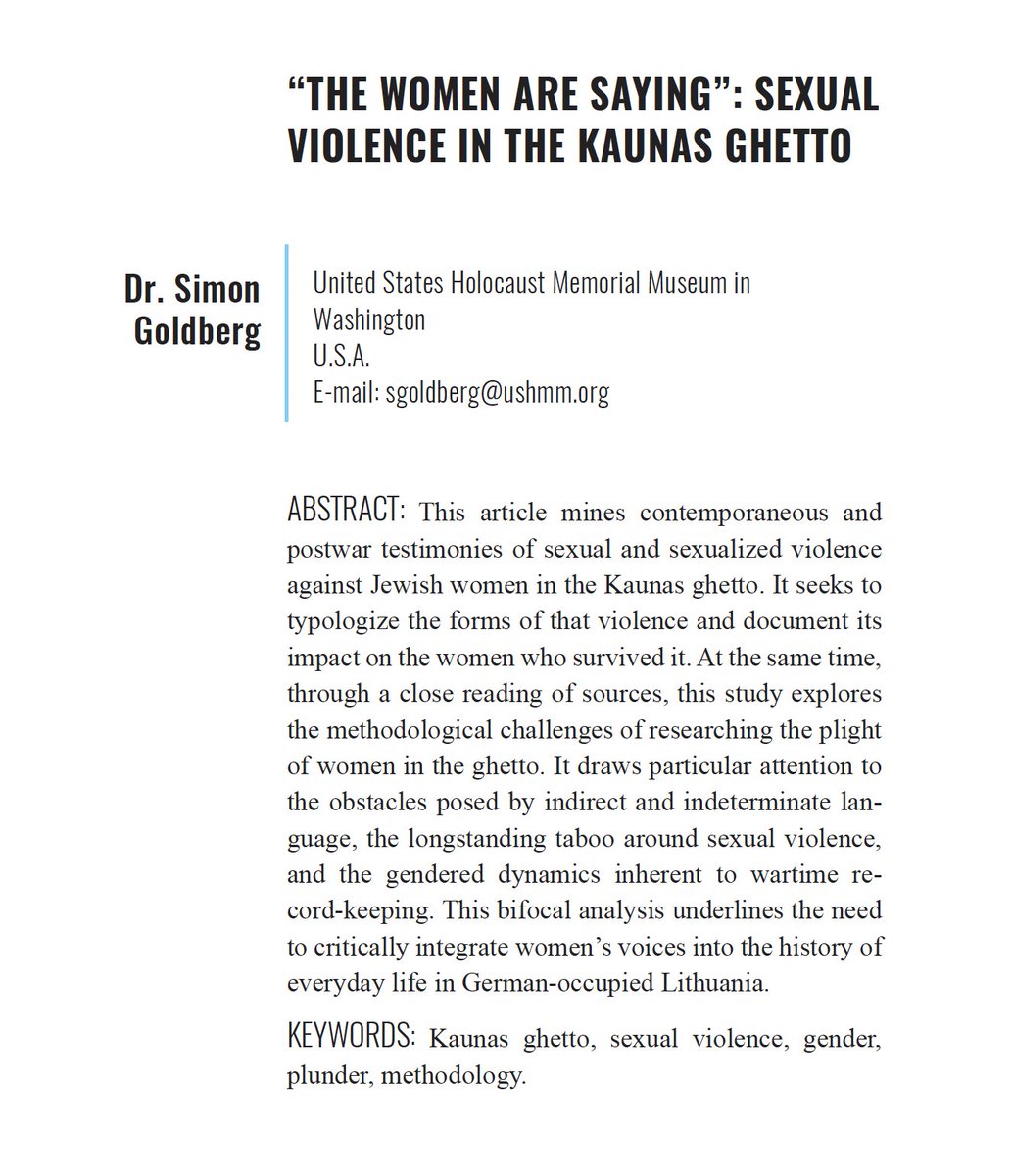 simongoldberg's tweet photo. My new article on sexual violence in the Kaunas ghetto, based in part on research I conducted for my PhD, has now been published in a wonderful book by the Ninth Fort Museum: https://t.co/TCaTBe3Bu1. https://t.co/jmZYRT3Z7h