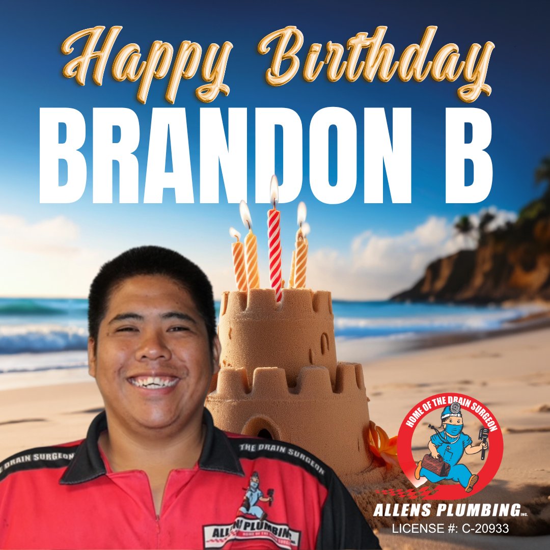 🎉 Happy Birthday, Brandon Bista-Reboron! 🎂

All of us at Allens Plumbing wish you a wonderful day filled with celebration, aloha, and gratitude for all your hard work. 🌺💧

#AllensPlumbing #HappyBirthday #TeamAppreciation #OhanaSpirit