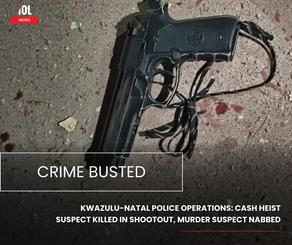 IOL's tweet image. Police in KwaZulu-Natal intensified year-end operations, arresting a suspect linked to a November cash-in-transit heist.
#KwaZuluNatal #PoliceOperations #CashInTransit #YearEndCrackdown
Read on tinyurl.com/tpzs2kpd