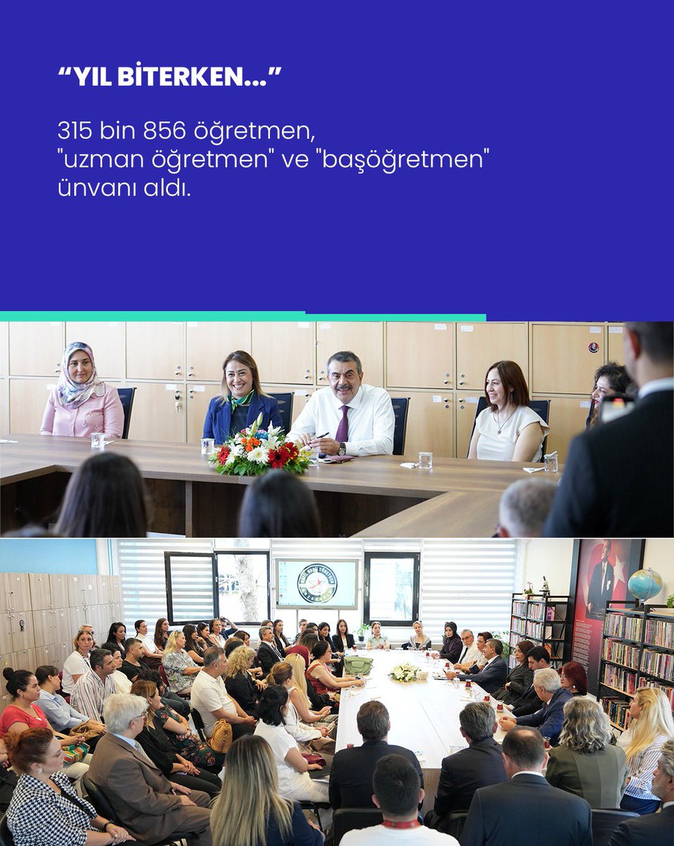 📌 315 bin 856 öğretmenimiz, "uzman öğretmen" ve "başöğretmen" ünvanı aldı.