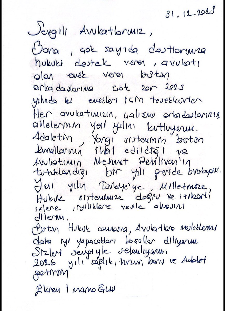 Cumhurbaşkanı Adayımız Ekrem İmamoğlu'nun tüm avukat meslektaşlara yeni yıl mesajıdır..
⬇️⬇️⬇️⬇️⬇️⬇️⬇️