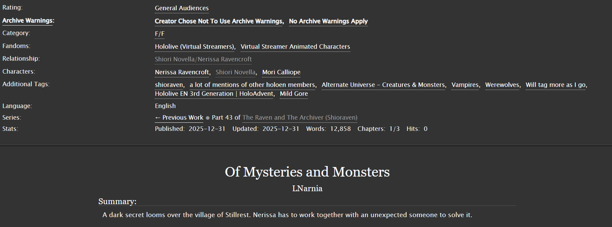 #shioraven 👁‍🗨🎼 first chapter of the fic and last chapter of the year

archiveofourown.org/works/76789311…