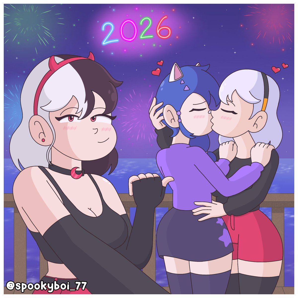 spookyboi_77's tweet image. Happy New Year's everyone!! 🥳🎉🎉
what better way to start 2026 than with a smooch 😘

#FortniteArt #Lexa #Erisa #Fortnite #HappyNewYear2026 #フォートナイトイラスト #ocart #digitalart