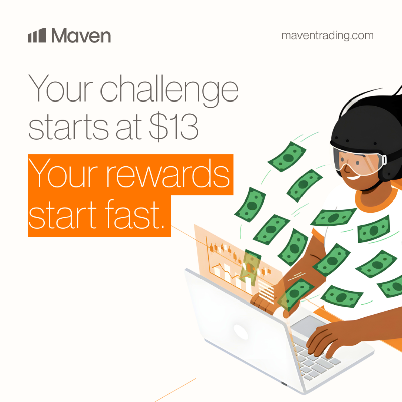 Maventrading's tweet photo. Trade with Maven, pass your challenge, and withdraw in as little as 24 hours.