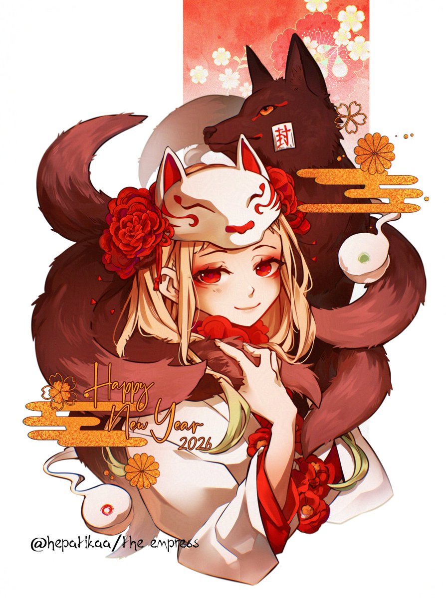 hepatikaa's tweet photo. [Happy New Year 🎉 2026]
(Fox Wedding)

Have a cute Nene with her fox scarf. I hope everyone will have an amazing new year. 💕

#花子くんお絵描き #tbhk #jshk https://t.co/qZgGJhSFCL