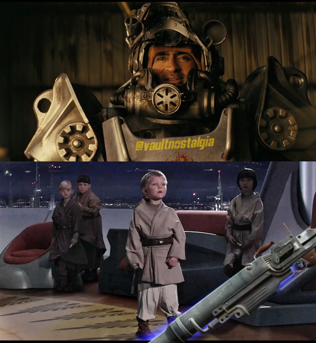 This was all I could see during <a href="/falloutonprime/">FALLOUT⚡️</a> episode 3 LOL <a href="/kumailn/">Kumail Nanjiani</a> you killed it as Harkness! 
#fallout #falloutonprime #starwars #memes