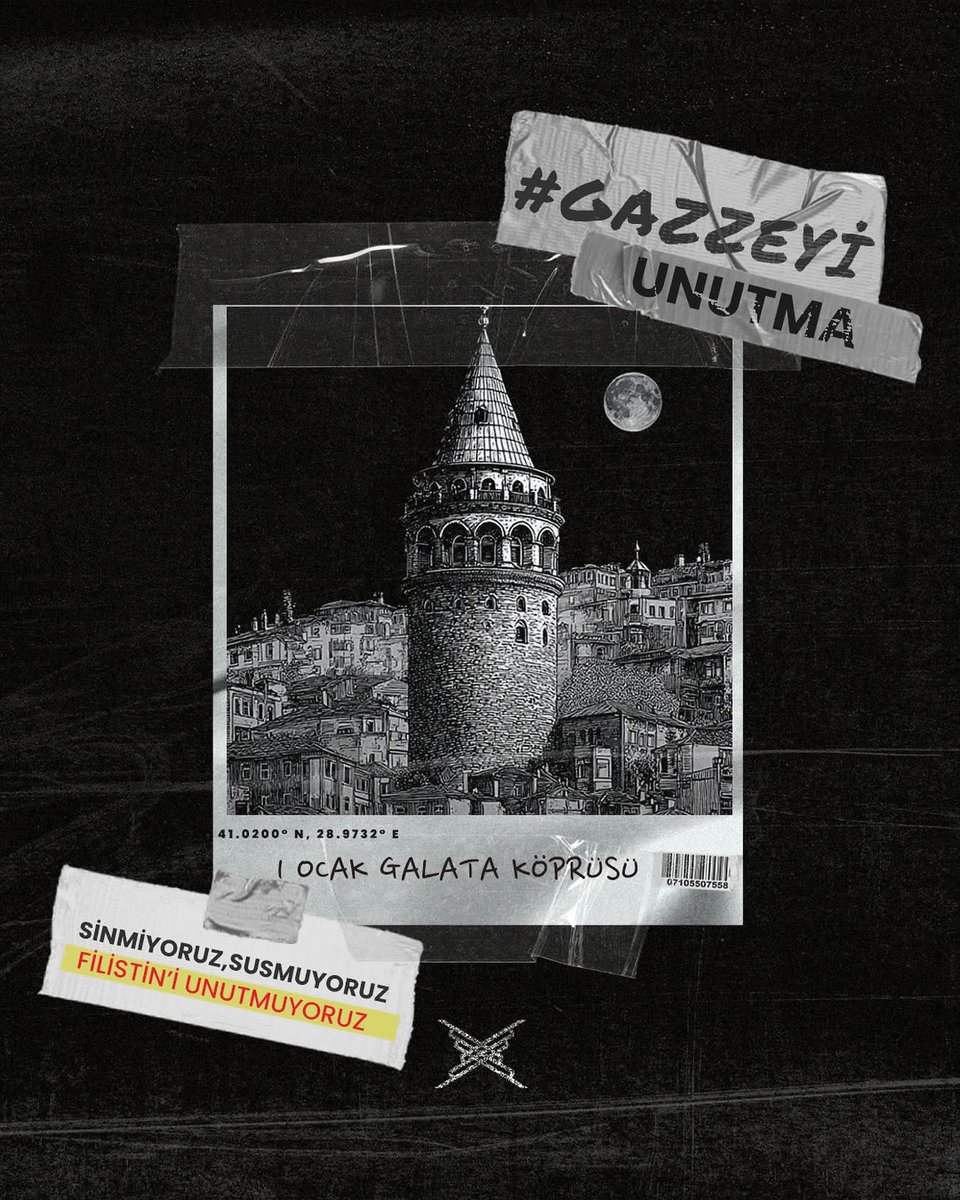 #GazzeyiUnutma: Birlik olunca korku küçülür, umut büyür. Sen de gel! #1ocaktagalatada
📍 Galata Köprüsü
🗓 1 Ocak 2026
⏰ 08.30
