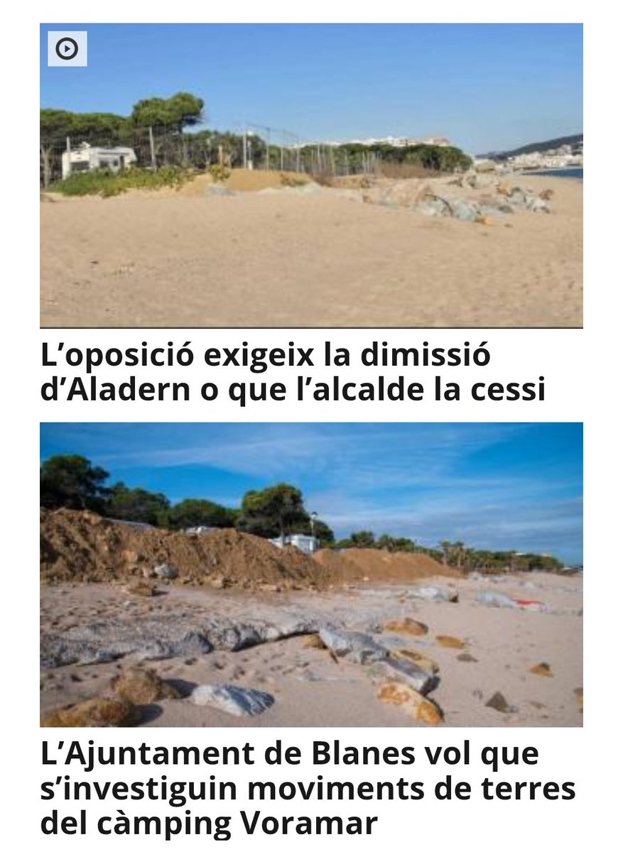 XavierRomeraC's tweet photo. El cas rocambolesc de la regidoria de Blanes i propietària del càmping Voramar (platja de S'abanell, delta de la Tordera) que havia de fer complir la sentència TSJC de treure roques i terres sobre la platja (il·legals), que no l'ha fet perquè patates, i que ara ho torna a fer... https://t.co/vRcR5FgSUY