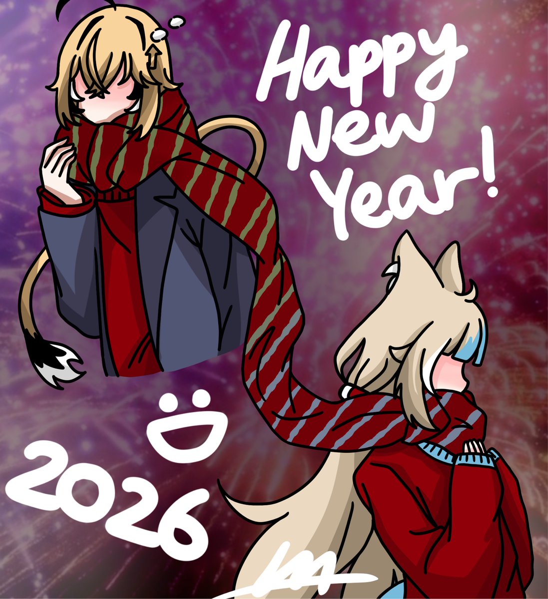 Happy New Year!!🎆
#sabart 
#doobart 
#sabadoob
#samekosaba 
#dooby3D
#HappyNewYear2026