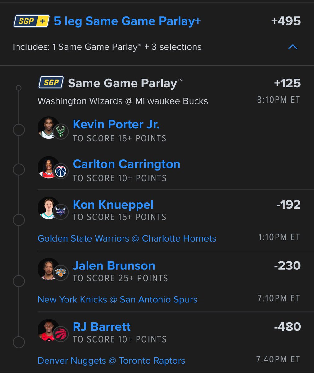 TheBettingM's tweet photo. 🔥5-LEG NBA SGP +495🔥

ALL player points — nothing fancy, just hoopers doing their job 🏀💰

Clean paths • pure scoring • let the stars cook

📊 Top Model Plays posted below

Tap in with the team &amp; ride the wave📈🔥

🔁 Like • RT • Follow

#NBA #NBASGP #GamblingX #SportsBets https://t.co/SKHPmkPG4S