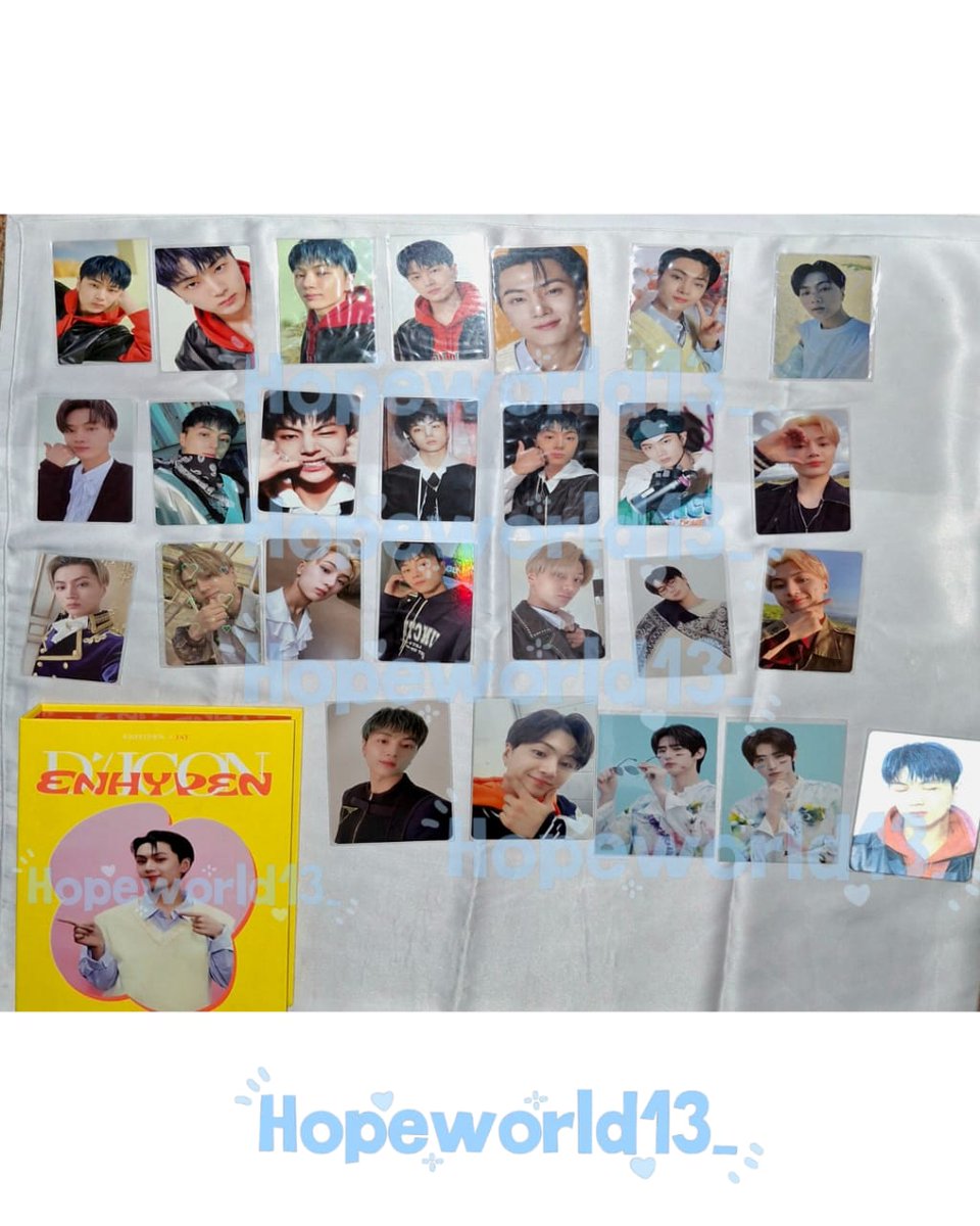 Hopeworld13_'s tweet image. hi!! aku ada beberapa collect pc enhy mostly jay, aku jual karena udah ga collect udah sibuk sama rl daripada ga keurus jadi aku jual, harganya bisa offer di dm berapapun underprice juga gapapa^^

🏡 palembang rd kamar
bisa oren🍊
*tc jay 1 set
*dicon jay 1 set