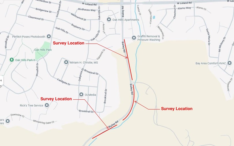 .<a href="/cccpublicworks/">CCC Public Works</a> will perform survey work on Bailey Rd, between Willow Ave &amp; Myrtle Dr, on Tues. 1/6/26 - Fri. 1/9/26, from 7 am - 5 pm. Work will take place in 3 locations near the Keller Canyon Landfill. Expect traffic control due to shoulder closures. bit.ly/4pi8gdq