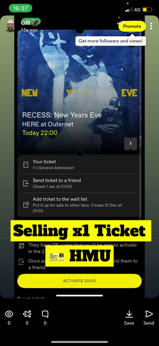 _omrns's tweet image. Selling x1 @rec_ess ticket for tonight 🥳