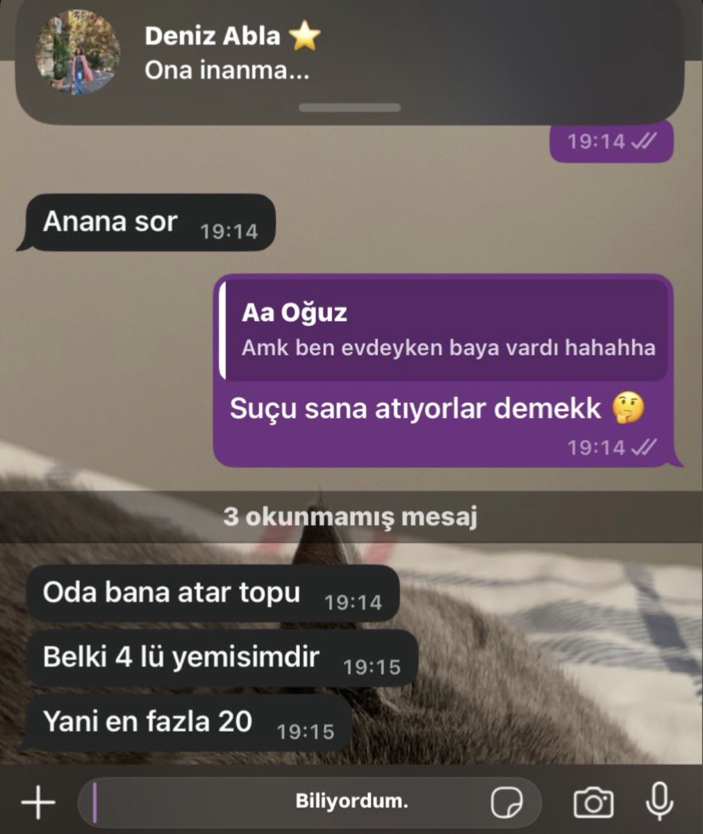 İnst attığı şeye bak 
Kız kardeş terörü bu ya