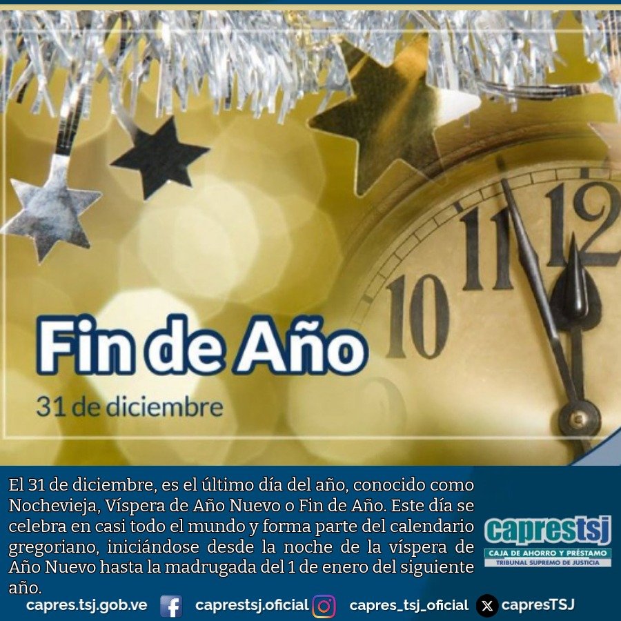 CapresTSJ's tweet photo. *Estimados asociados*

En este último día del año, queremos expresar nuestro más sincero agradecimiento por la confianza depositada en nosotros durante este tiempo. Les deseamos un 2026 lleno de prosperidad, éxito y nuevos logros para todos.

*¡Feliz Año Nuevo!* https://t.co/0Lc88OfHkj