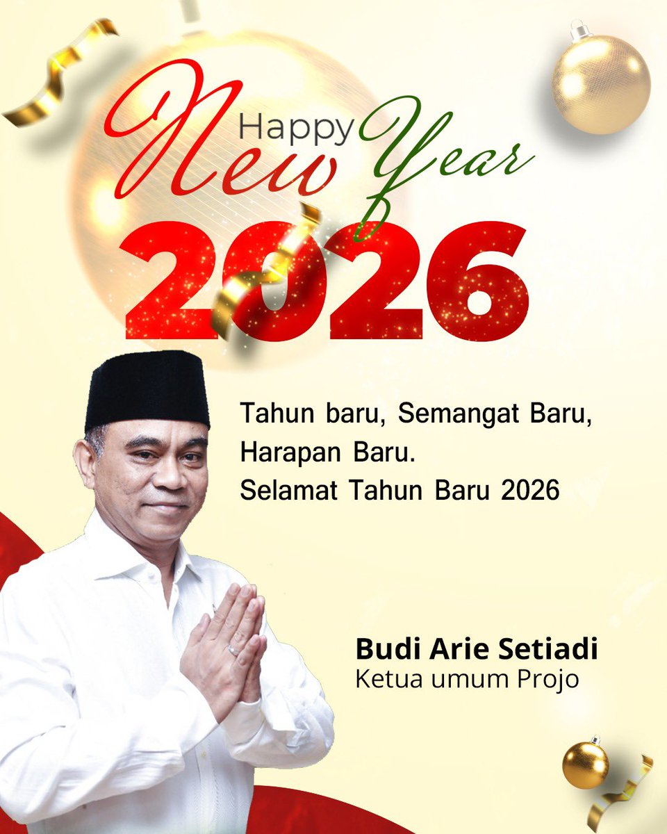 dppprojo_'s tweet image. Tahun baru, Semangat Baru, Harapan Baru. Selamat Tahun Baru 2026. #Projo #SetiaDiGarisRakyat