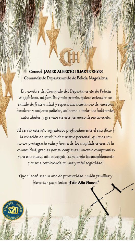 Gracias <a href="/PoliciaStaMarta/">Policía Metropolitana de Santa Marta</a>