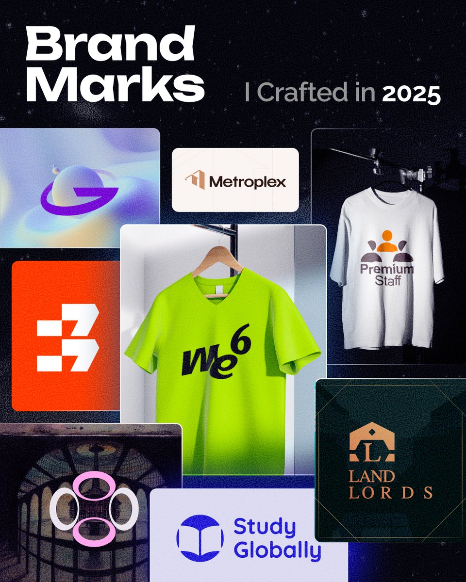 A few brand marks from my 2025 work.
Some shipped.
Some didn’t.
Most decisions were about restraint.

Comment “audit” if you want a free brand visual audit.