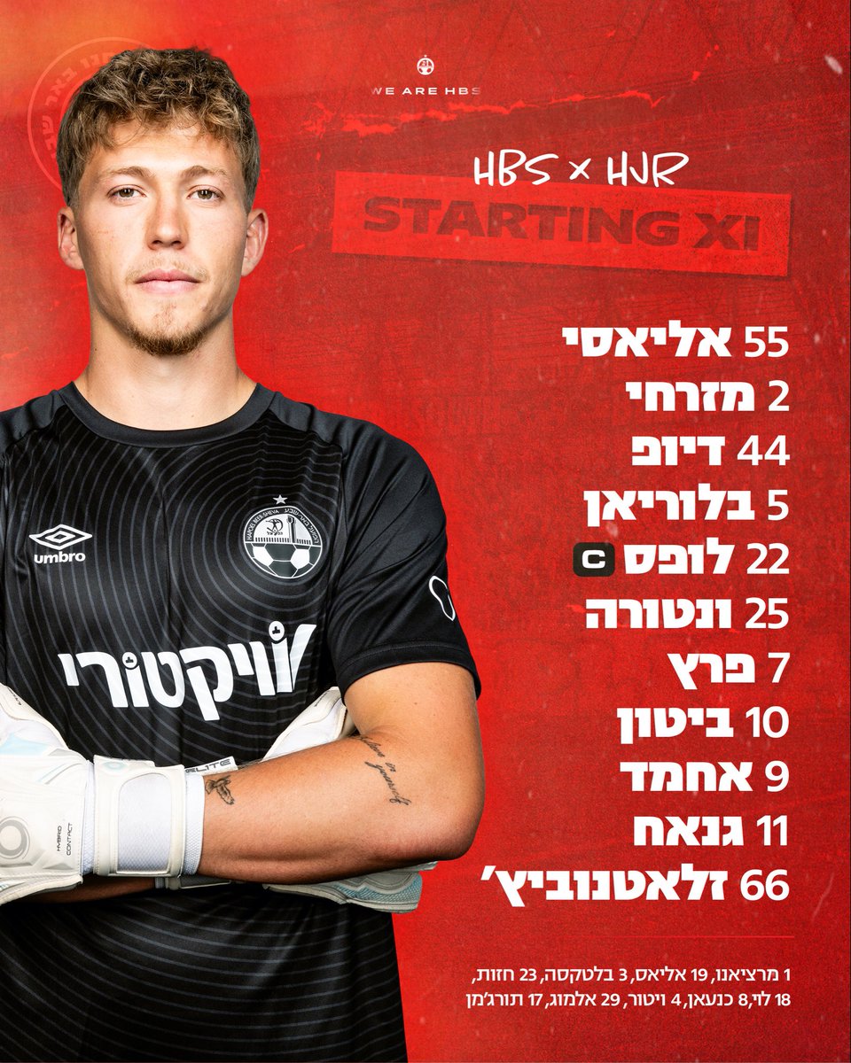 ההרכב שלנו למשחק הערב. בהצלחה ❤️