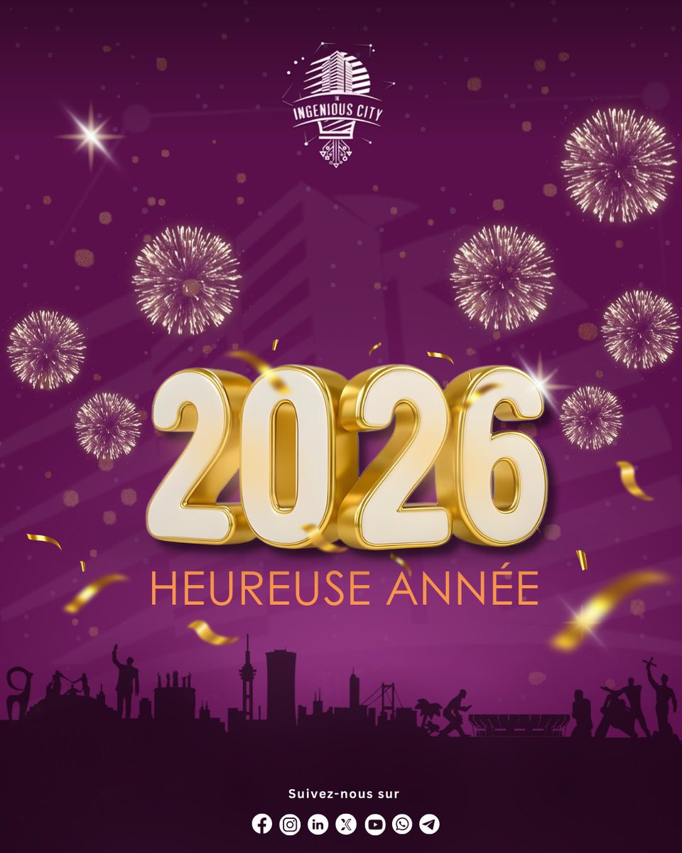 🎊🥳⎮Toute l’équipe d’Ingenious City vous souhaite une excellente année 2026, riche en projets ambitieux, en innovations  et en opportunités porteuses de changement ! 🎉

Que cette nouvelle année soit synonyme de croissance, de belles réussites et d’impact à tous et à toutes !🙌