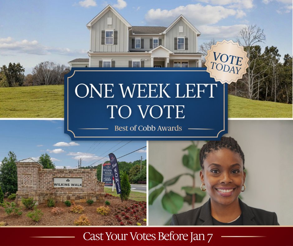 One week left to vote for #BestofCobb 2026. We’re honored to be nominated again with five consecutive wins as #BestHomeBuilder. Vote daily through Jan. 7 in the #RealEstate category. mdjonline.com/cobblife/besto…
 #CobbCounty #BestOfCobb