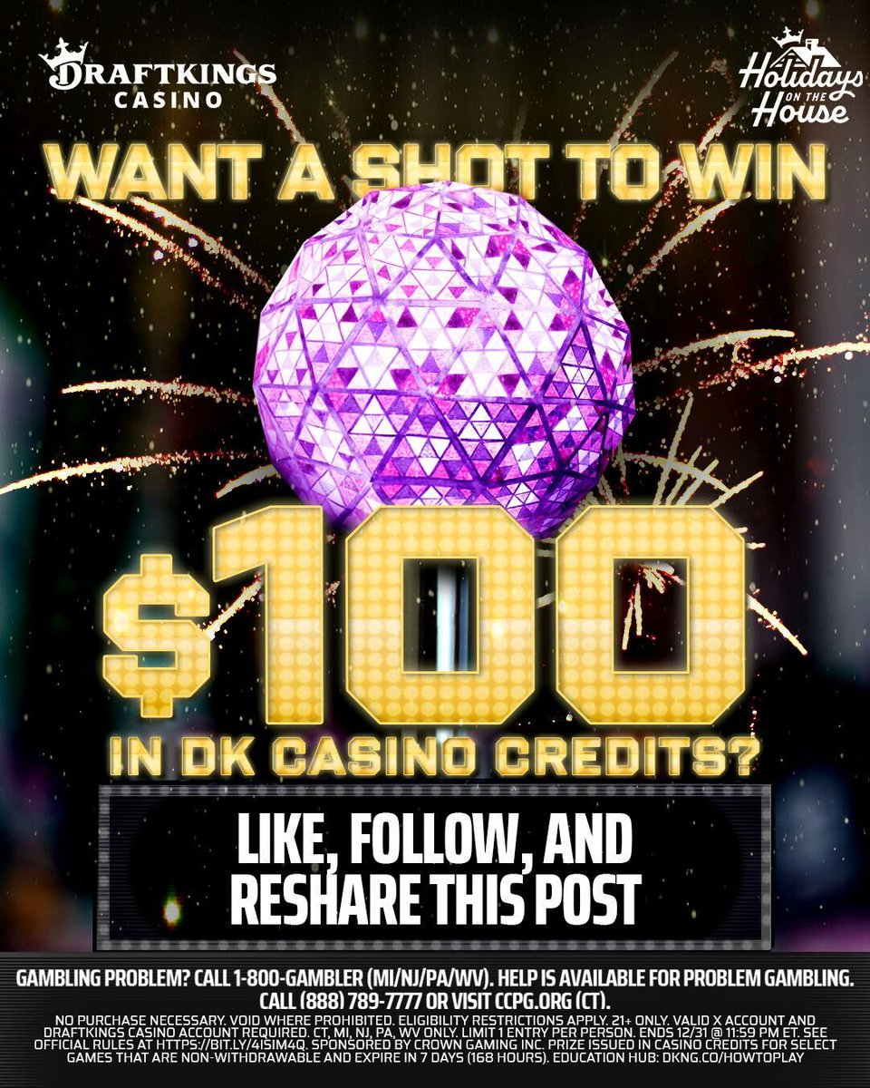 DKCasino's tweet image. Ring in the New Year with us 😁 

To celebrate, we're giving 10 of you a chance to win $100 in casino credits 💰 

To enter, all you have to do is:
✅ Like this post  
✅ Follow @DKCasino on X
✅ Retweet this post 

🪩 🎉 🪅